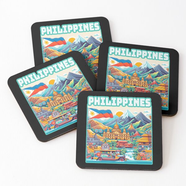 Item preview, Vibrant Philippines Travel design. Philippines landmarks.  designed and sold by Unitepeople.