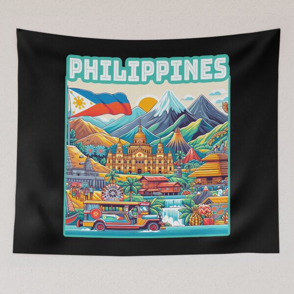 Item preview, Vibrant Philippines Travel design. Philippines landmarks.  designed and sold by Unitepeople.