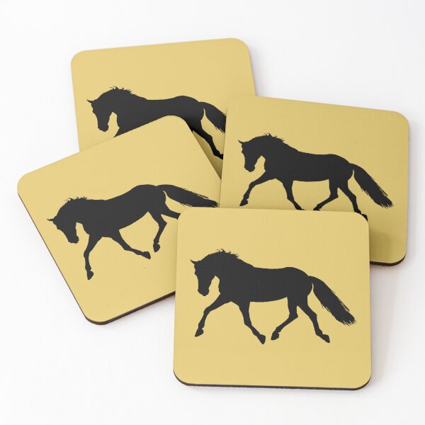 Item preview, Black beautiful trotting horse silhouette mustard yellow designed and sold by PICbyFemke.