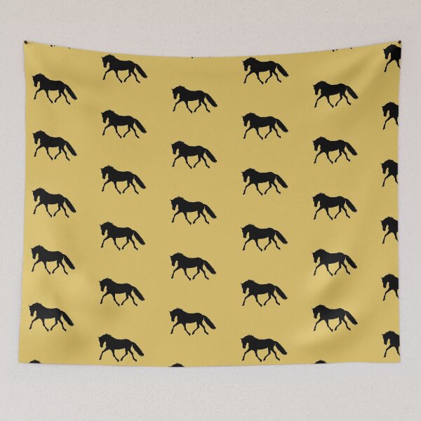 Item preview, Black beautiful trotting horse silhouette mustard yellow designed and sold by PICbyFemke.
