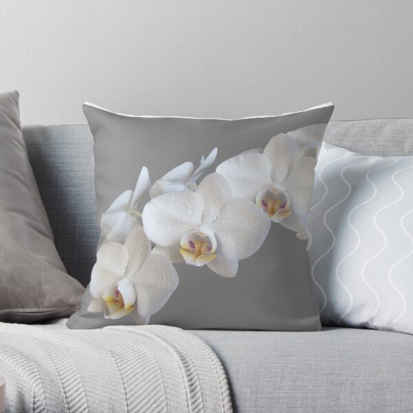 White Orchids Throw Pillow