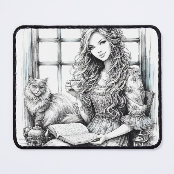 Item preview, The young woman with the cat designed and sold by SommeryLaser.