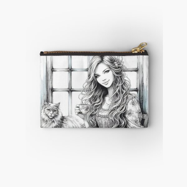 Item preview, The young woman with the cat designed and sold by SommeryLaser.