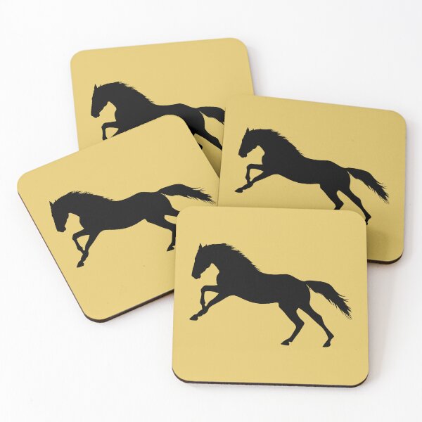 Item preview, Black beautiful gallop jumping horse silhouette mustard yellow designed and sold by PICbyFemke.