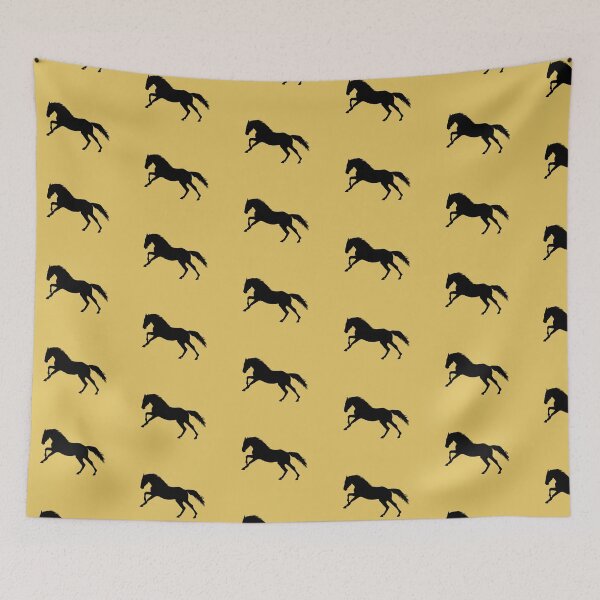 Item preview, Black beautiful gallop jumping horse silhouette mustard yellow designed and sold by PICbyFemke.