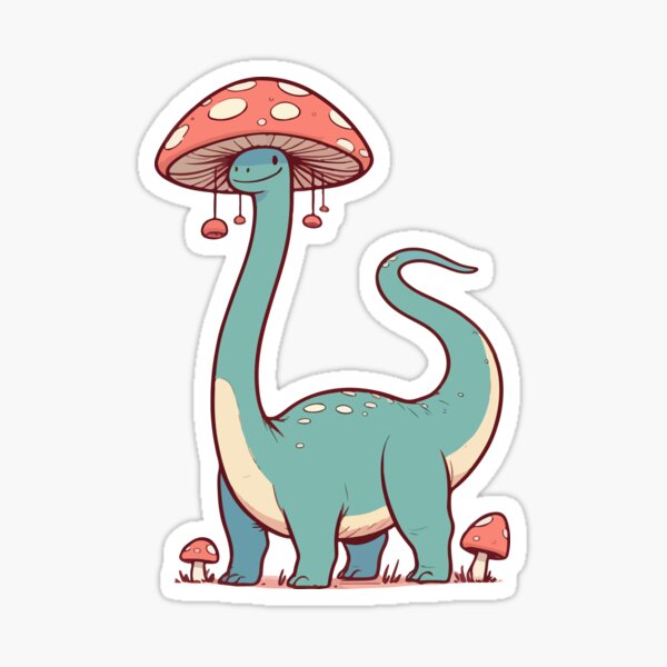 Artikel-Vorschau von Kawaii einfacher Pilzhut Dinosaurier Brontosaurus, designt und verkauft von TomFrontierArt.