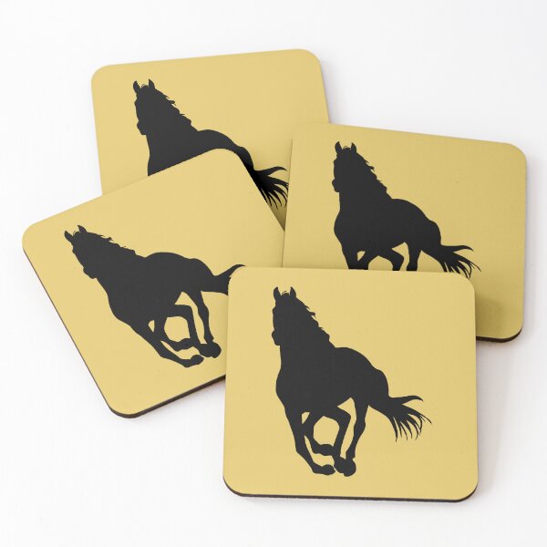 Item preview, Black beautiful gallop running horse silhouette mustard yellow designed and sold by PICbyFemke.