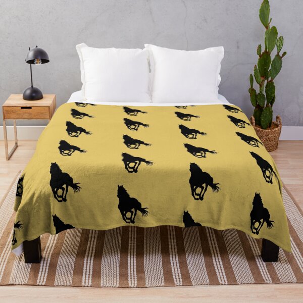 Item preview, Black beautiful gallop running horse silhouette mustard yellow designed and sold by PICbyFemke.