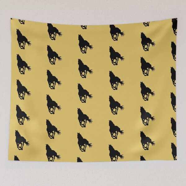 Item preview, Black beautiful gallop running horse silhouette mustard yellow designed and sold by PICbyFemke.