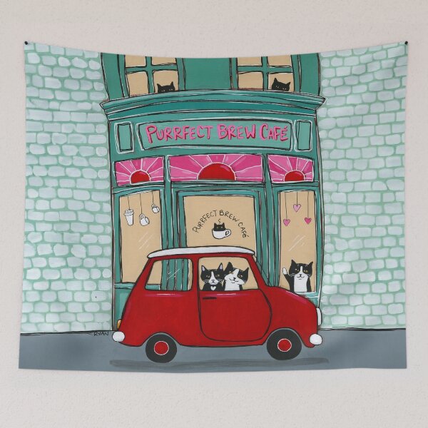 Item preview, The Purrfect Brew Cat Cafe designed and sold by KilkennyCat Art.