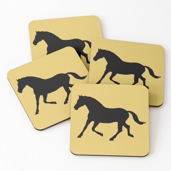 Item preview, Silhouette of a horse trotting on mustard yellow designed and sold by PICbyFemke.