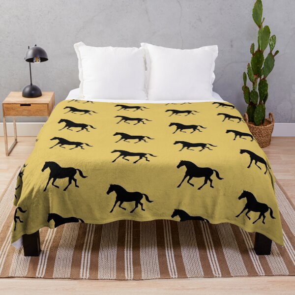 Item preview, Silhouette of a horse trotting on mustard yellow designed and sold by PICbyFemke.