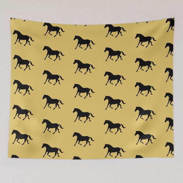 Item preview, Silhouette of a horse trotting on mustard yellow designed and sold by PICbyFemke.