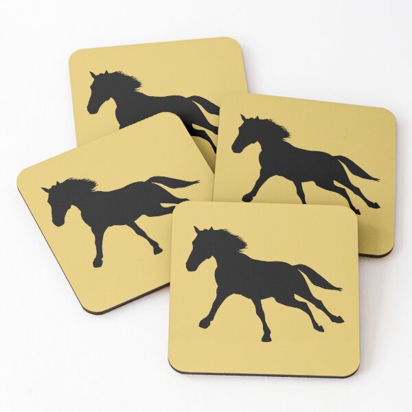 Item preview, Silhouette of a horse running on mustard yellow designed and sold by PICbyFemke.