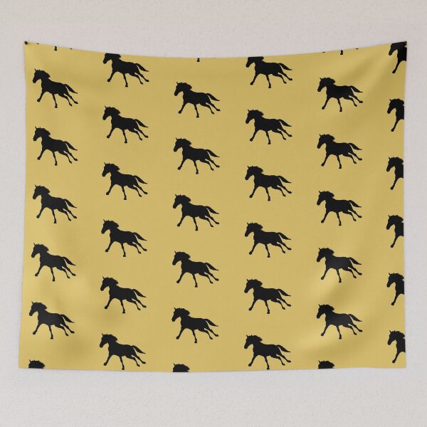 Item preview, Silhouette of a horse running on mustard yellow designed and sold by PICbyFemke.