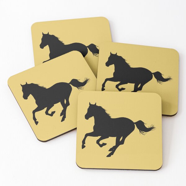 Item preview, Silhouette of a horse running on mustard yellow designed and sold by PICbyFemke.