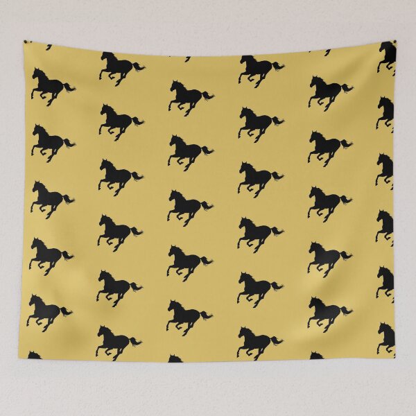 Item preview, Silhouette of a horse running on mustard yellow designed and sold by PICbyFemke.