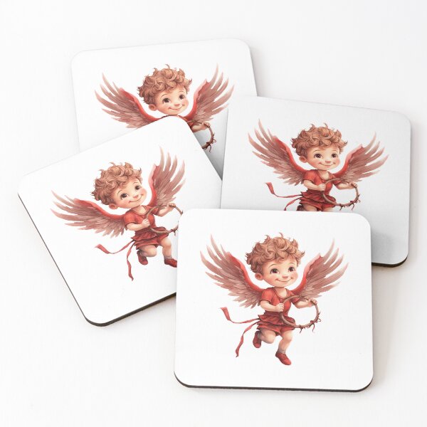 Aperçu de l'œuvre Ange Saint Valentin aquarelle illustration Cupidon garçon créée et vendue par Createya.