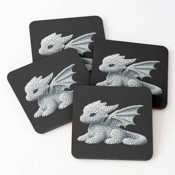 Item preview, Frostbound Dragon Hatchling Pebble Art designed and sold by MachineDesigned.