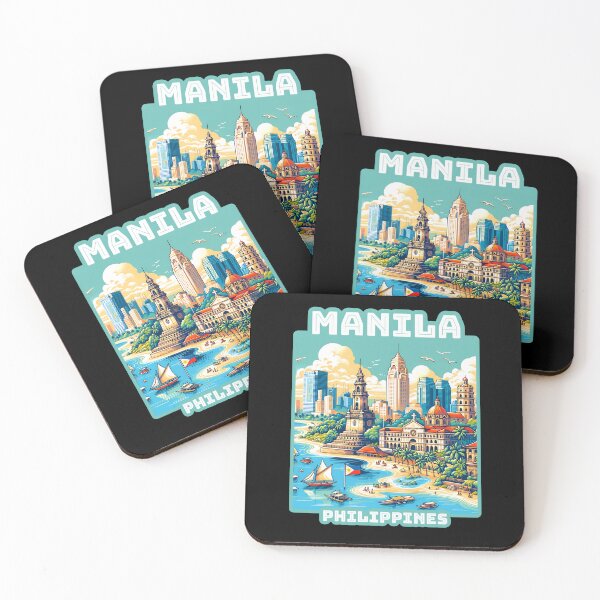 Item preview, Manila Philippines Skyline and Beach Retro Travel. designed and sold by Unitepeople.