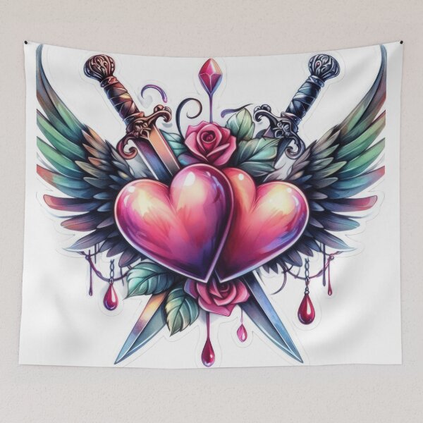 Item preview, Gothic valentines day Two hearts with wings goth  Sticker designed and sold by Expressions-Sel.