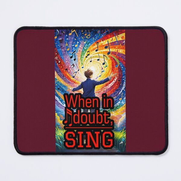 Item preview, When in doubt, sing! mention on a background of space filled with musical notes with a singer designed and sold by Creativesphotos.