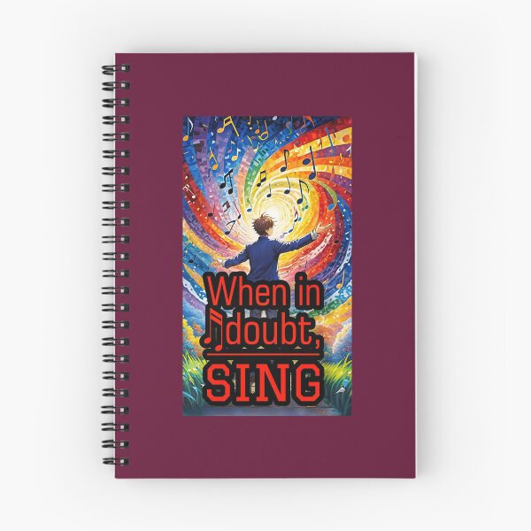Item preview, When in doubt, sing! mention on a background of space filled with musical notes with a singer designed and sold by Creativesphotos.