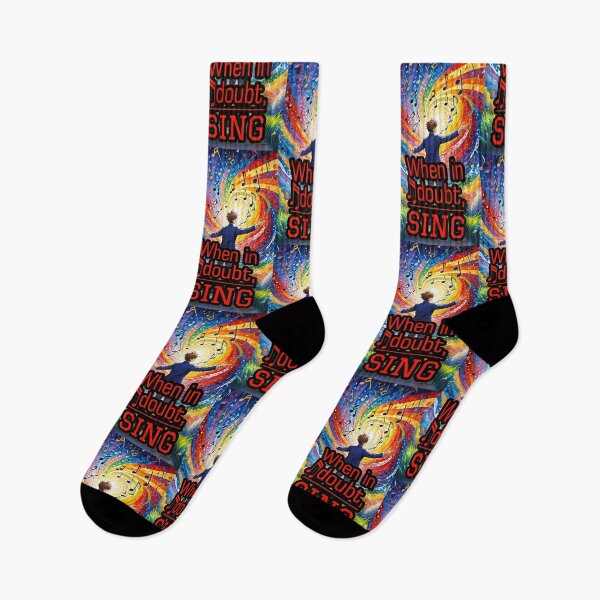 Item preview, When in doubt, sing! mention on a background of space filled with musical notes with a singer designed and sold by Creativesphotos.