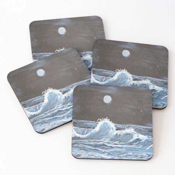 Item preview, Midnight, Ocean, waves, beach, painting, black, Blue,White, Acrylics.  designed and sold by Bridgett Bailey.