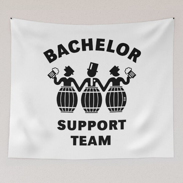 Item preview, Bachelor Support Team (Stag Party / Beer Barrels / Black) designed and sold by MrFaulbaum.