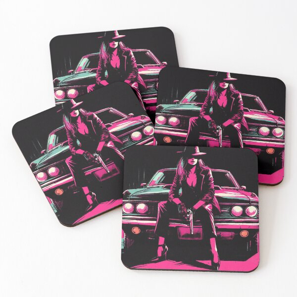 Item preview, Neon Mafia Girl and Muscle Car [neo noir aesthetic] designed and sold by RESToRAPTOR.