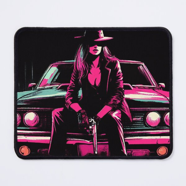 Item preview, Neon Mafia Girl and Muscle Car [neo noir aesthetic] designed and sold by RESToRAPTOR.