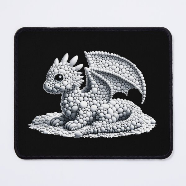 Item preview, Monochrome Ice Dragonling Pebble Art designed and sold by MachineDesigned.