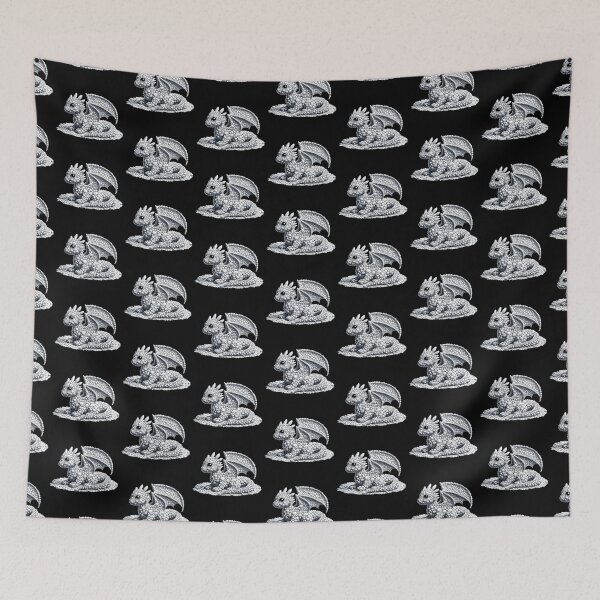 Item preview, Monochrome Ice Dragonling Pebble Art designed and sold by MachineDesigned.
