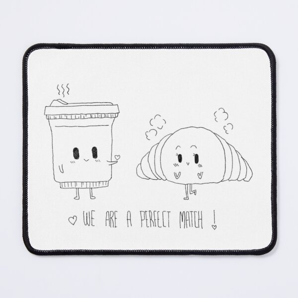 Item preview, We are a perfect match : Coffee and Croissant Doodle Kawaii - Valentine’s Day Gift designed and sold by Babadollcraft.