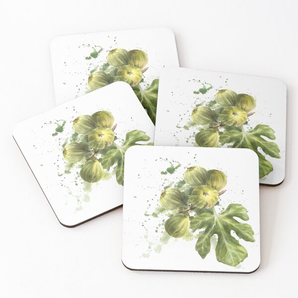 Item preview, Ripe green fig fruit and leaves sticker hand-drawn watercolor illustrations  designed and sold by BartolArt.