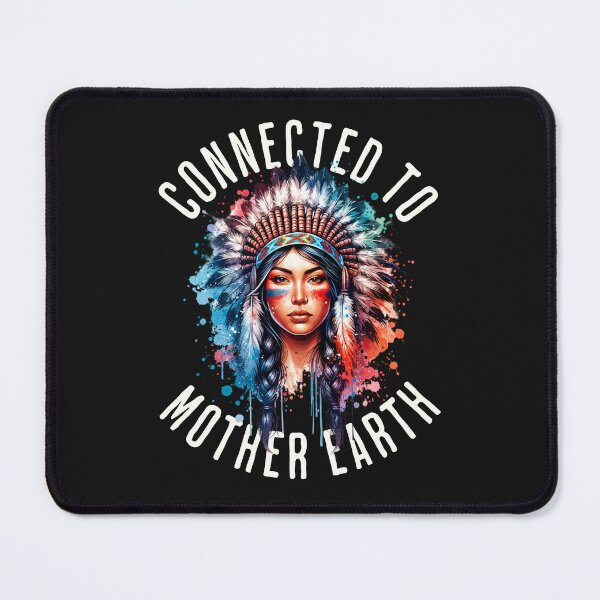 Item preview, Headdress Watercolor Style Connected To Mother Earth Indigenous Native American Illustration Indian Female designed and sold by MarOlv.