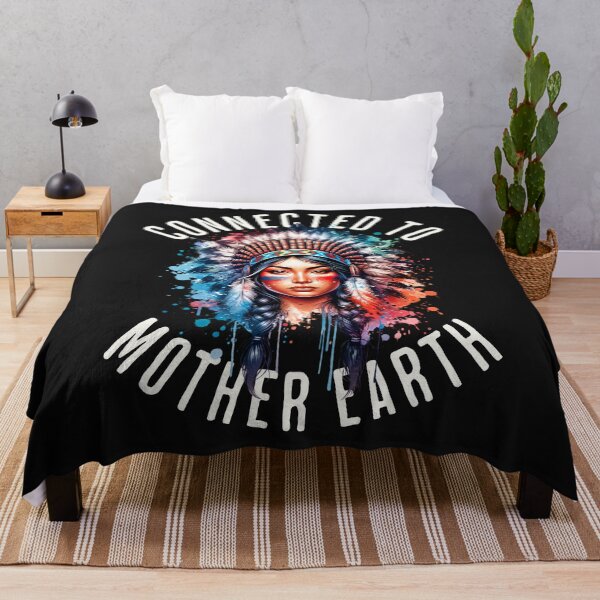 Item preview, Headdress Watercolor Style Connected To Mother Earth Indigenous Native American Illustration Indian Female designed and sold by MarOlv.