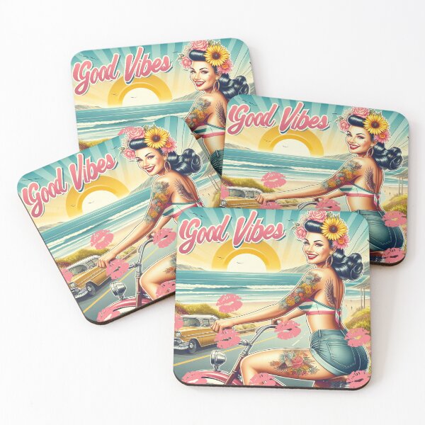 Item preview, pinup at the seaside good vibes designed and sold by VisionaryMode.