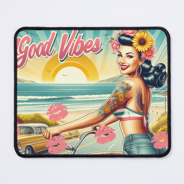 Item preview, pinup at the seaside good vibes designed and sold by VisionaryMode.