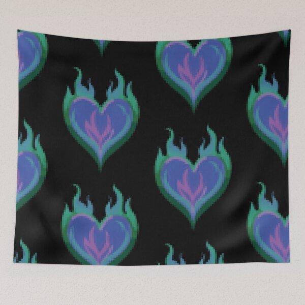 Item preview, Burning Heart Pixelated Blue Green  designed and sold by ROSIE-47.