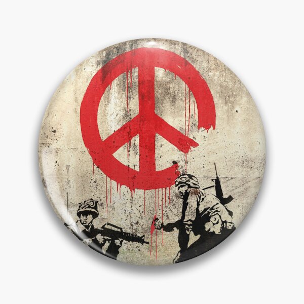 Item preview, Soldiers Painting Peace Symbol On Wall - Banksy Pacifistic Street Art Mural designed and sold by WE-ARE-BANKSY.