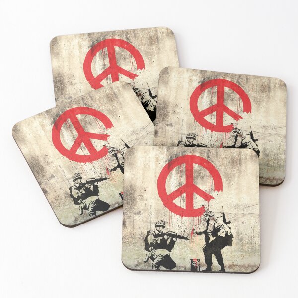 Item preview, Soldiers Painting Peace Symbol On Wall - Banksy Pacifistic Street Art Mural designed and sold by WE-ARE-BANKSY.