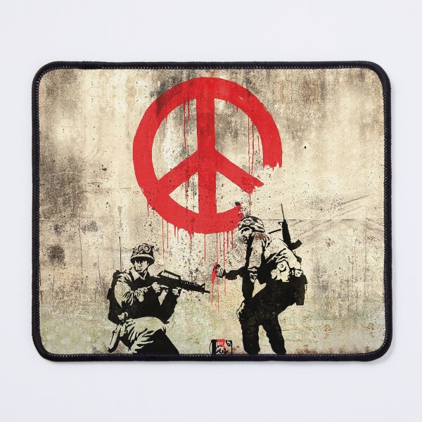 Item preview, Soldiers Painting Peace Symbol On Wall - Banksy Pacifistic Street Art Mural designed and sold by WE-ARE-BANKSY.