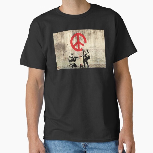 Item preview, Soldiers Painting Peace Symbol On Wall - Banksy Pacifistic Street Art Mural designed and sold by WE-ARE-BANKSY.