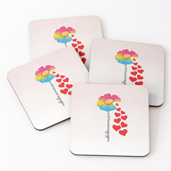 Item preview, Hearts and Flower in Pansexual Flag Colors designed and sold by Savchuk-Vova.