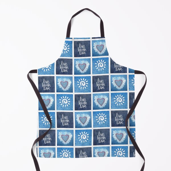 Item preview, Vintage Blue Denim Patchwork design: Sun Heart Live Laugh Love Design designed and sold by DesigntshirtWB.