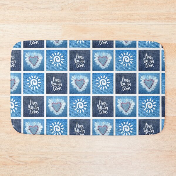 Item preview, Vintage Blue Denim Patchwork design: Sun Heart Live Laugh Love Design designed and sold by DesigntshirtWB.