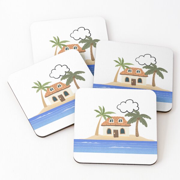 Artikelvorschau, Haus und Palmen auf der Insel entworfen und verkauft von AA-designstore.