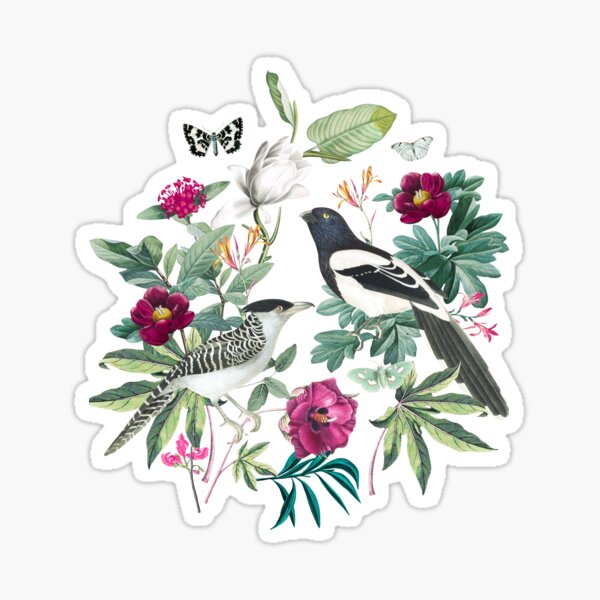 Item preview, Vintage Magpies and Garden Flowers designed and sold by Fairymeshop.